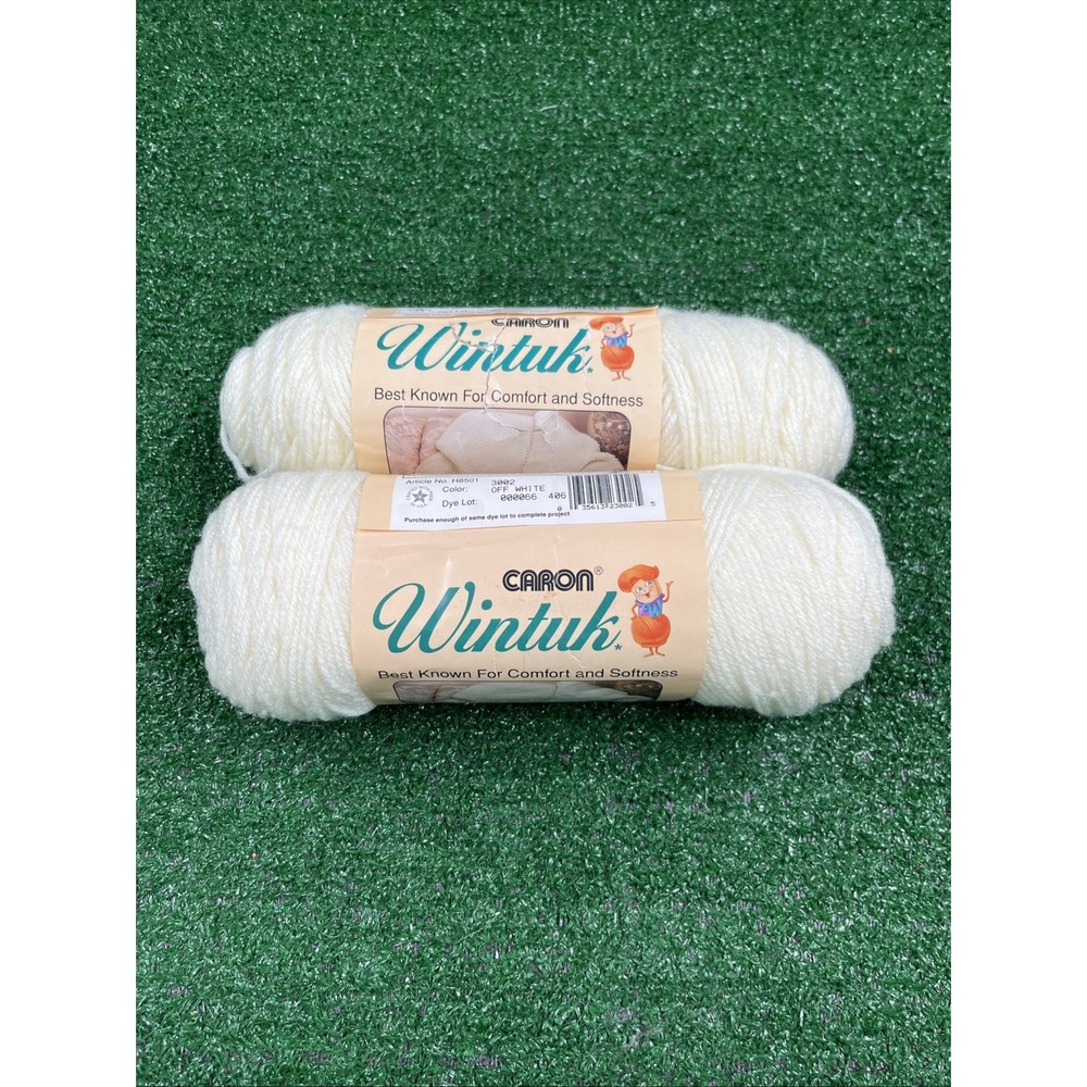 Vintage Wintuk Yarn Off White Lot 2 Skeins Worsted 4-Ply 3.5oz Orlon Acrylic New